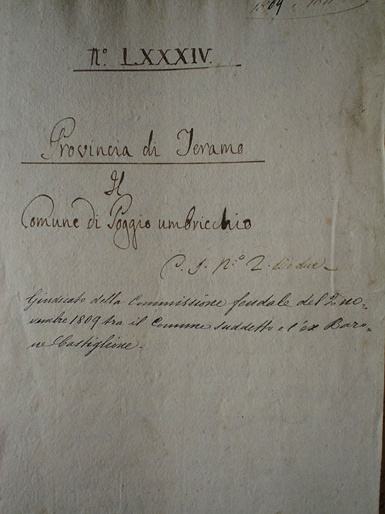 Frontespizio di un documento d’archivio